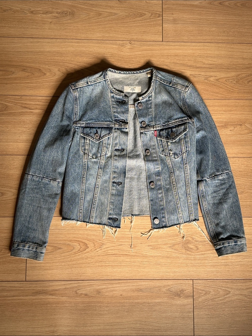 Levi’s altered collarless denim jacket